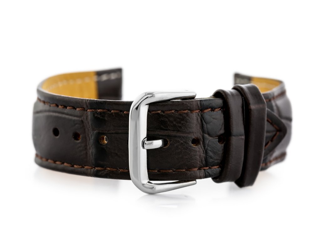 W102L dark brown leather watch strap - 20mm