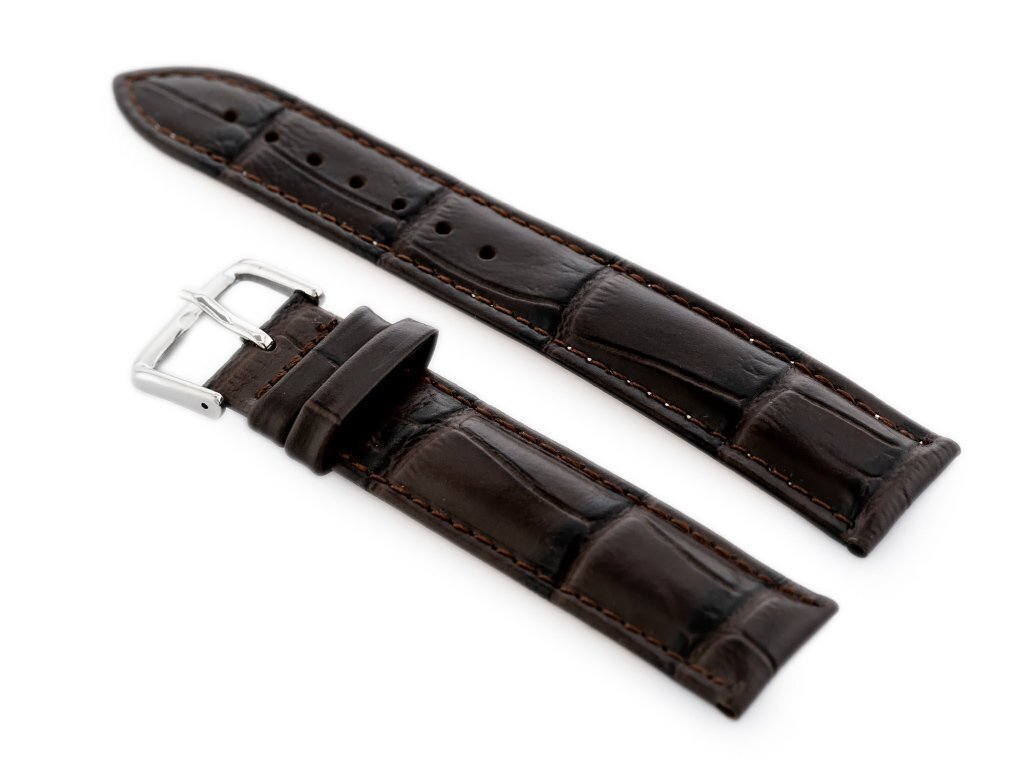 W102L dark brown leather watch strap - 22mm