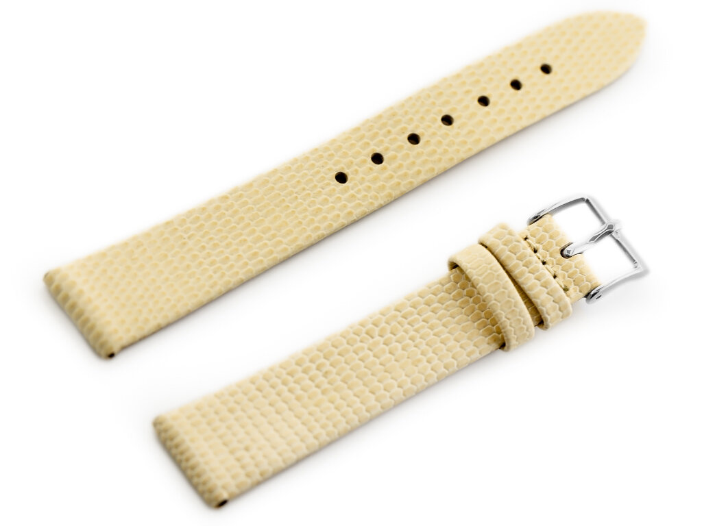 W107 leather watch strap - beige/sr. 18mm