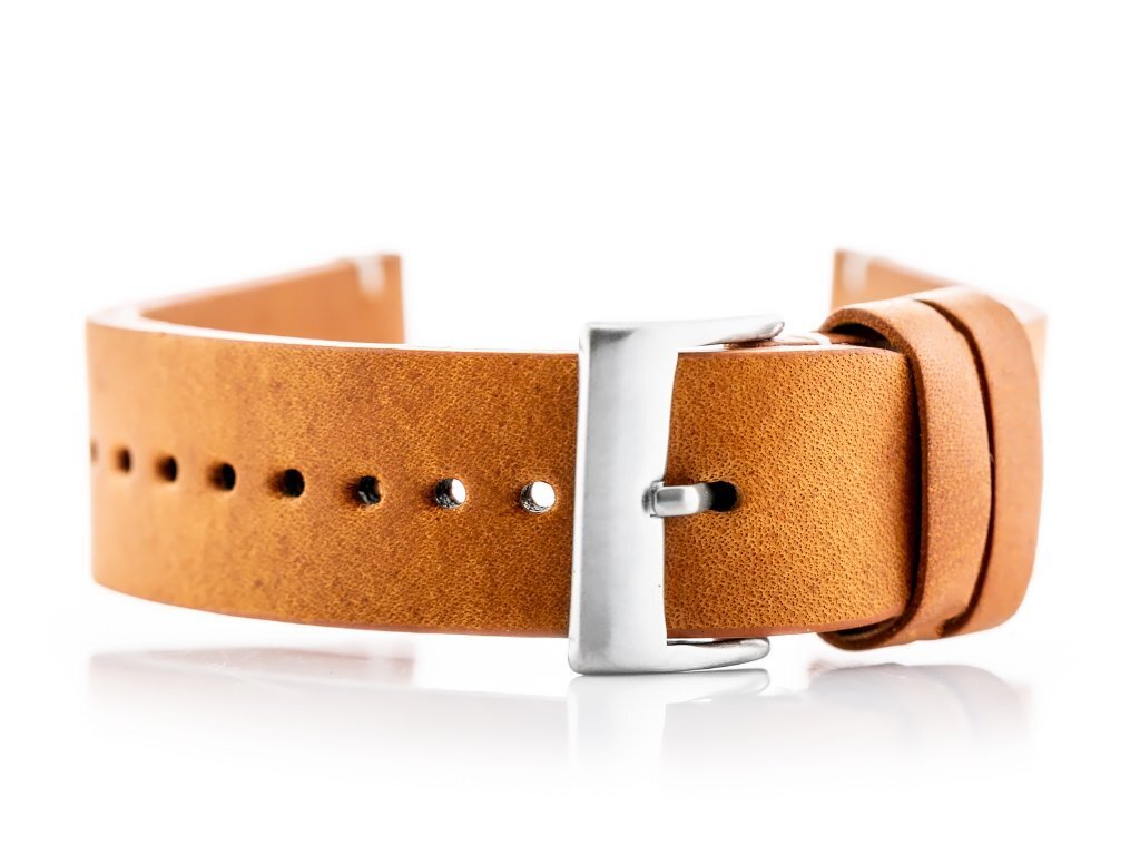 W118 leather watch strap - camel - 22mm