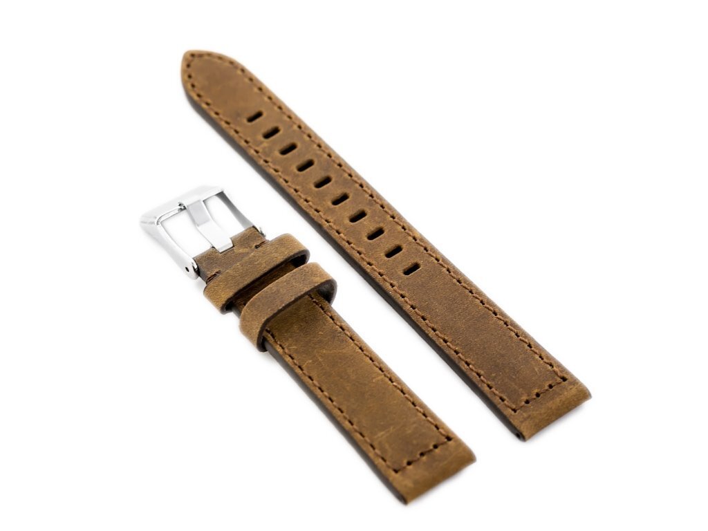 W25 leather watch strap - brown - 22mm