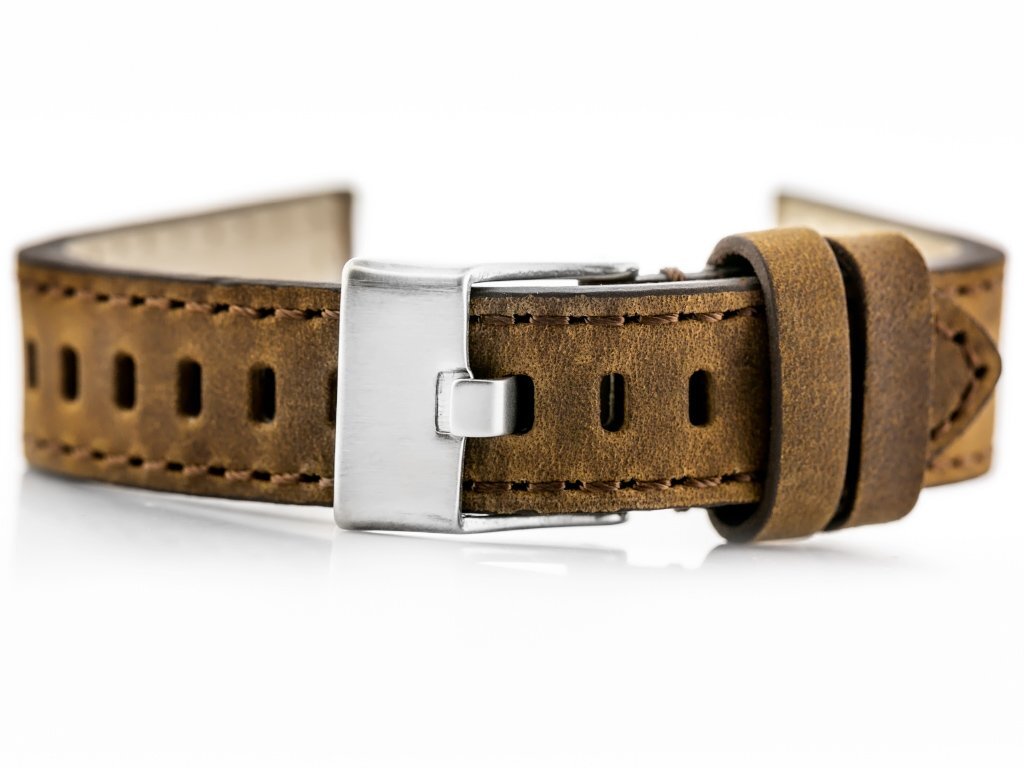 W25 leather watch strap - brown - 24mm