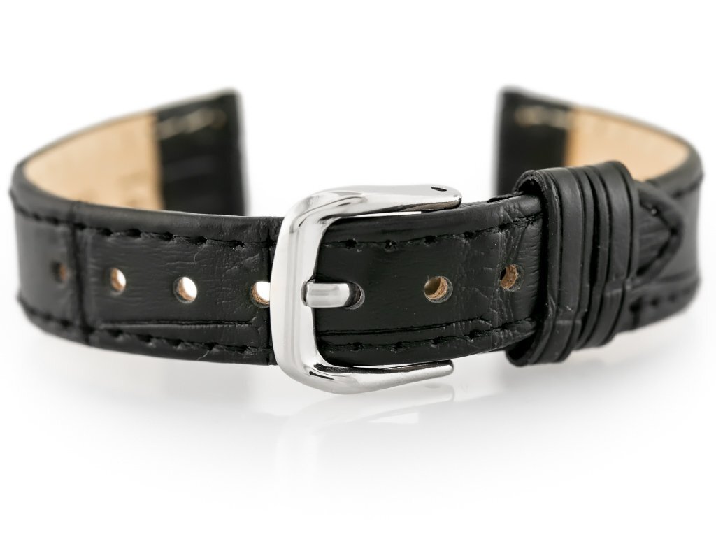 W41 leather watch strap - black - 14mm