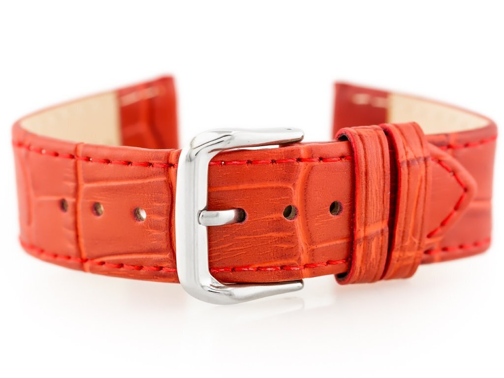 W41 leather watch strap - red - 22mm