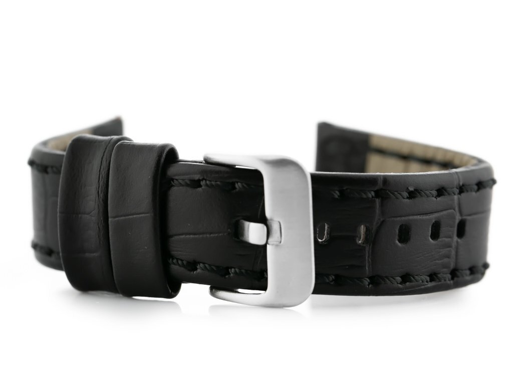 W49 leather watch strap - black - 20mm