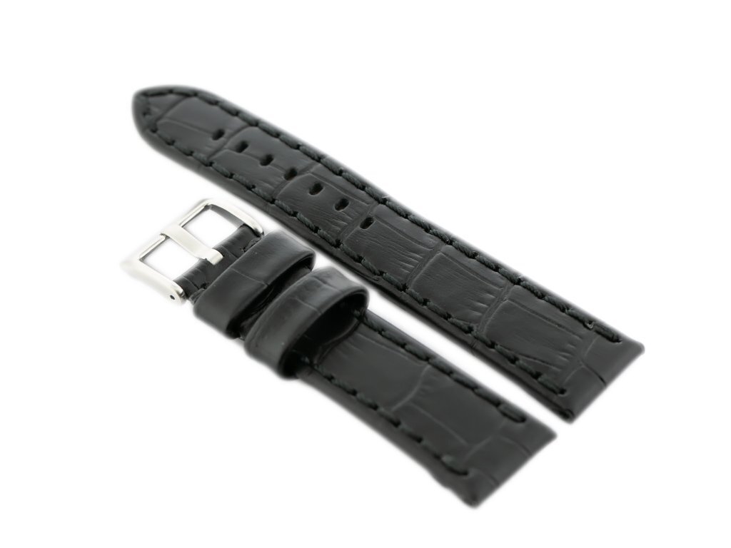 W49 leather watch strap - black - 20mm