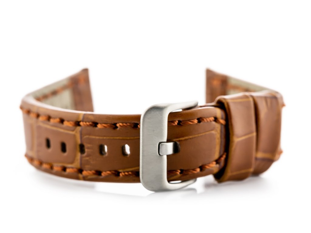 W49 leather watch strap - camel - 22mm