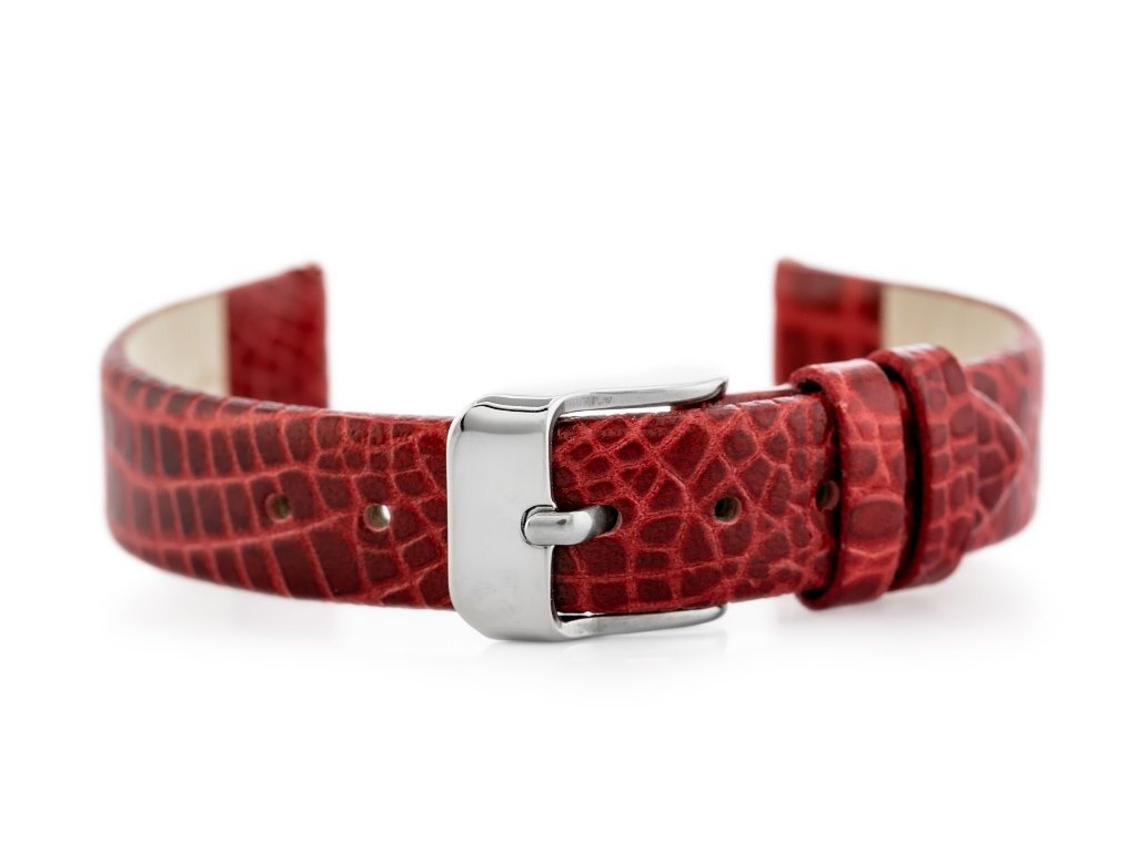 W57 leather watch strap - red - 12mm