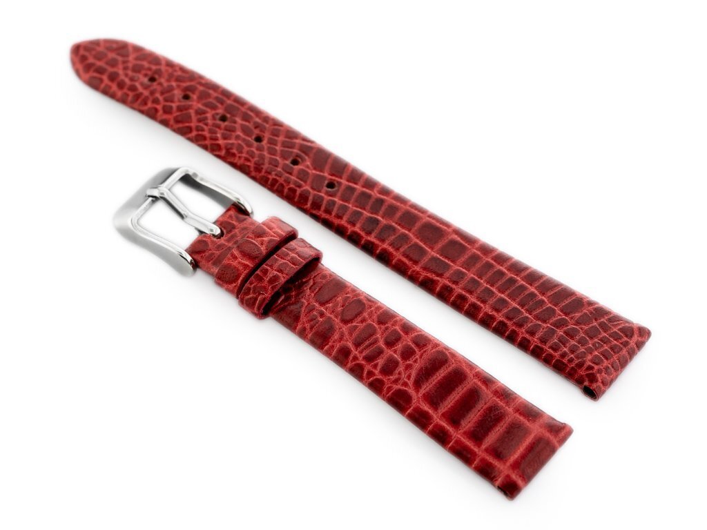 W57 leather watch strap - red - 16mm