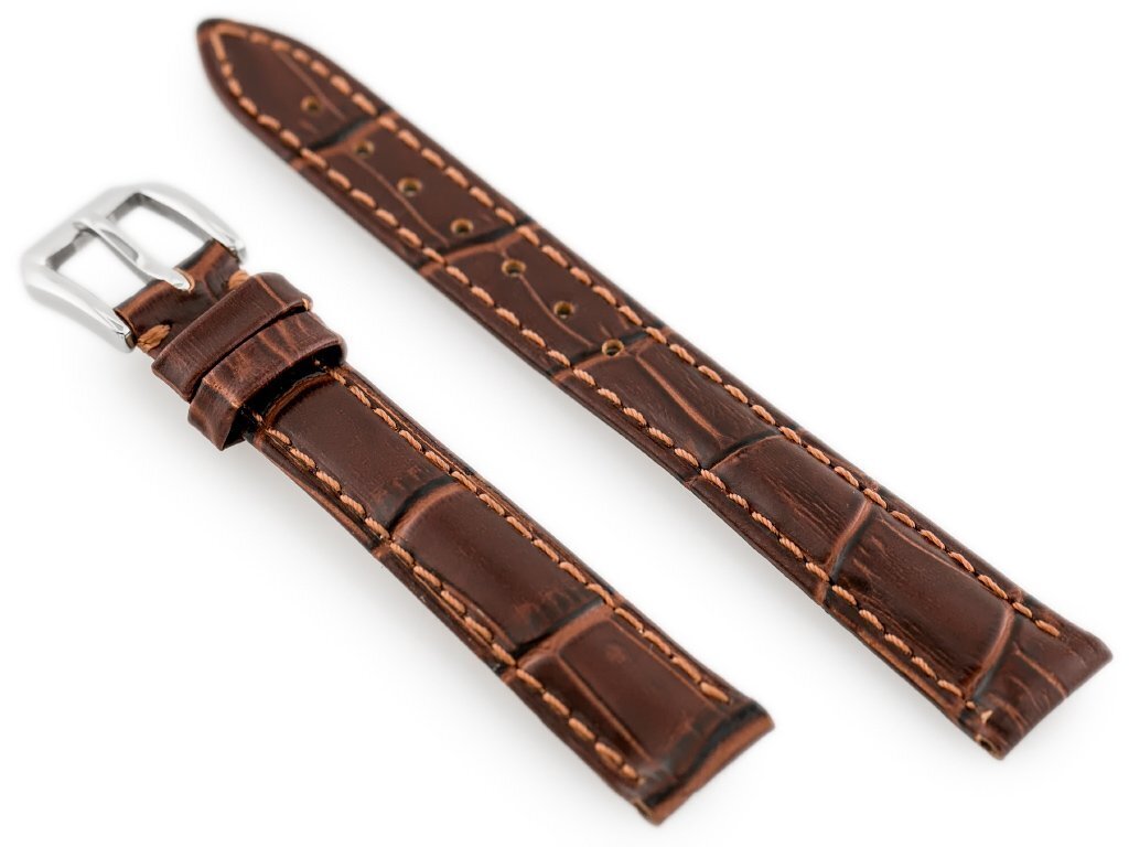 W64 leather watch strap - dark brown - 12mm