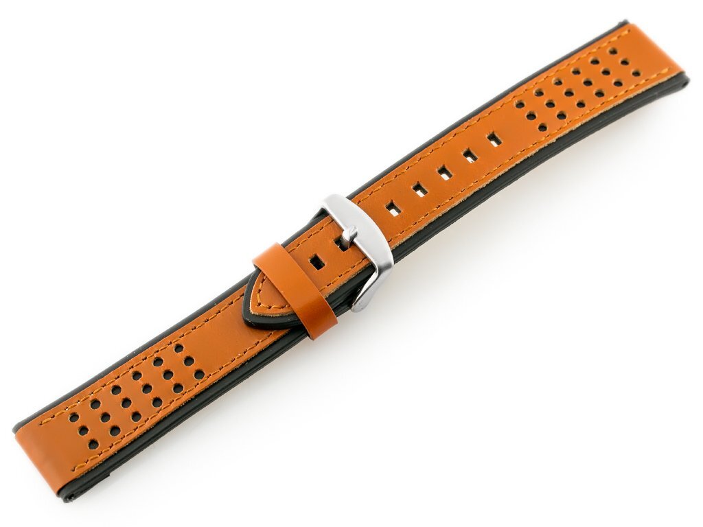 W80 brown/black 20mm leather watch strap