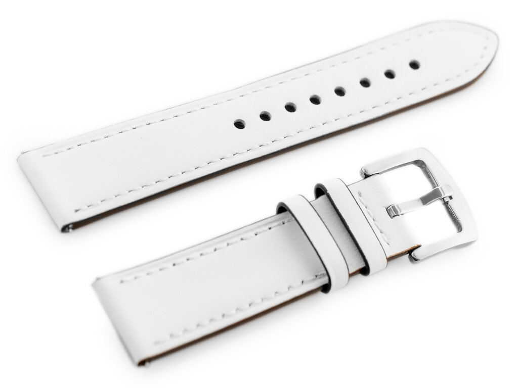 W81 leather watch strap - white - 22mm