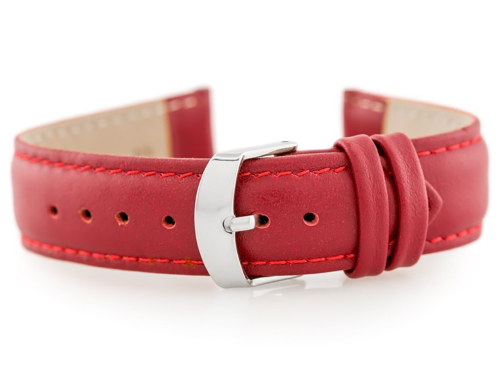 W83 leather watch strap - red - 20mm