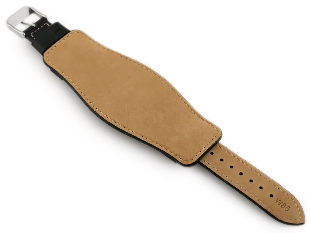 W85 leather watch strap - washer - black/white - 20mm