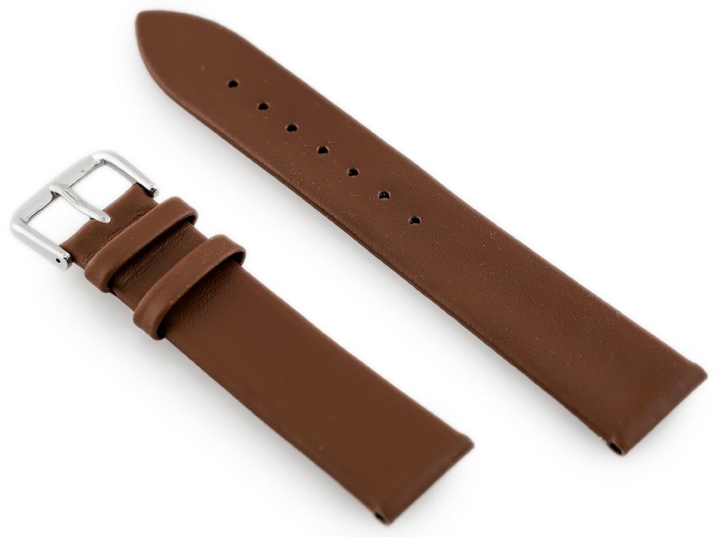 W86 leather watch strap - dark brown - 18mm