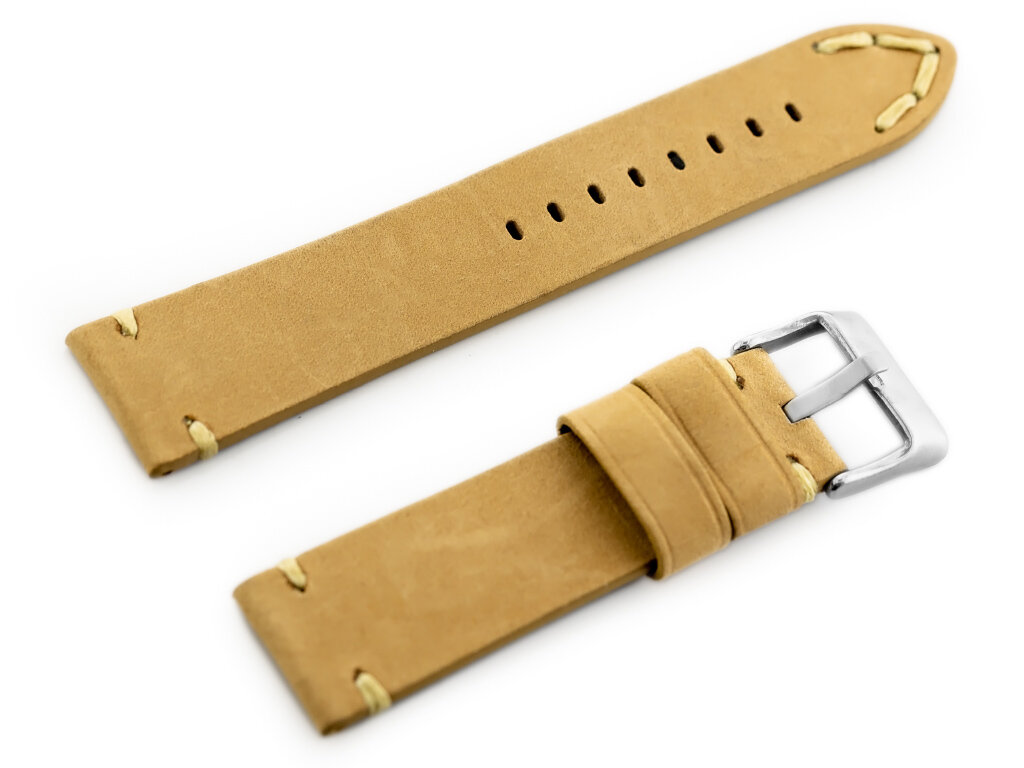 W93 leather watch strap - beige - 22mm