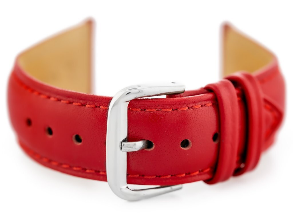 W94 leather watch strap - red - 14mm