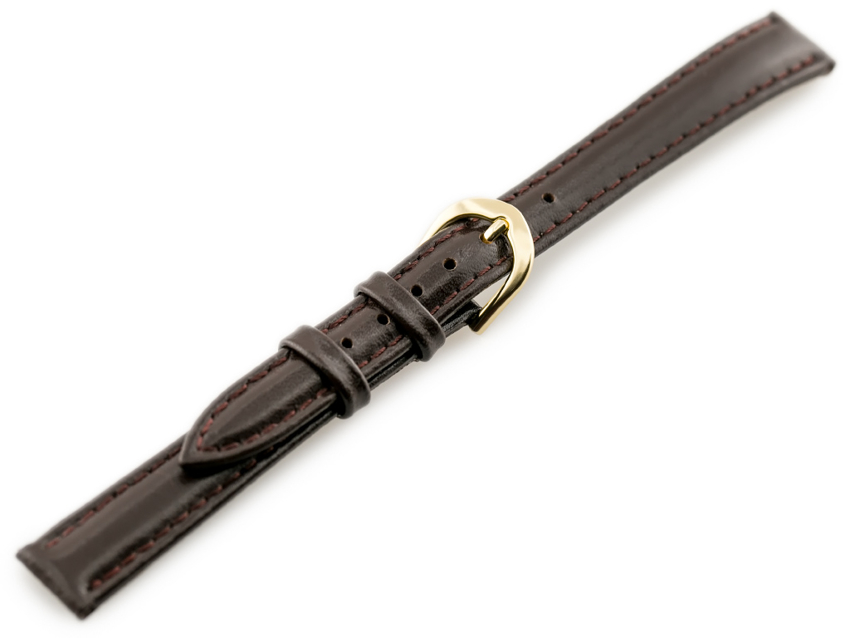 Watch leather strap - CASIO - dark brown/gold II - 12mm