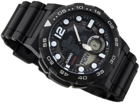 CASIO MEN'S WATCH AEQ-100W 1AV (zd070a) - WORLD TIME + BOX