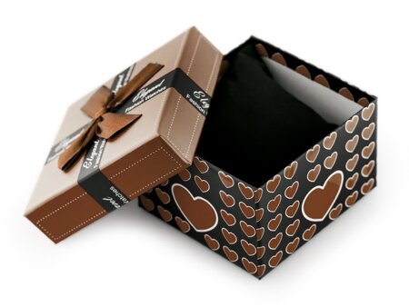 Gift box for watch - hearts brown