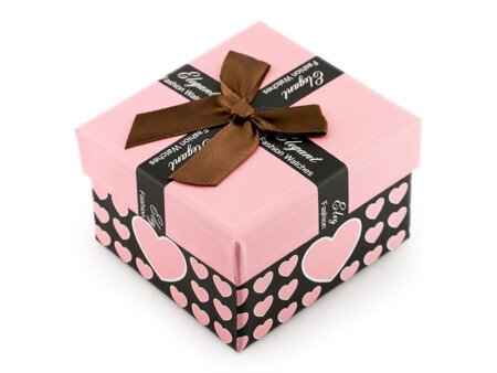 Gift box for watch - hearts light pink