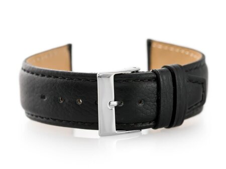 Leather watch strap W26 - PREMIUM - black - 22mm