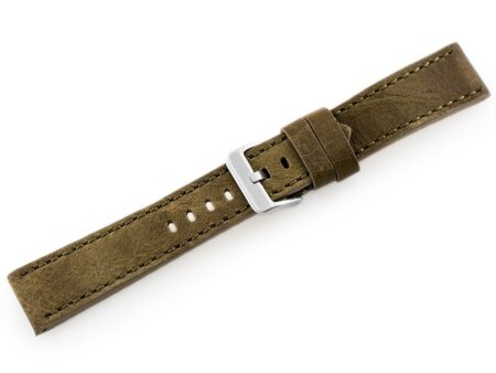 Leather watch strap W48 - PREMIUM - olive green - 24mm