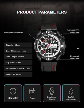 NAVIFORCE MEN'S WATCH NF8018T - CHRONOGRAPH (zn123b) + BOX