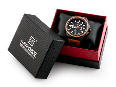 Prezentowe pudełko na zegarek - Naviforce - czarno-czerwone