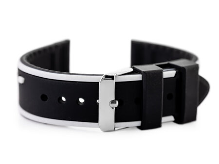 U06 rubber watch strap - black/white - 22mm