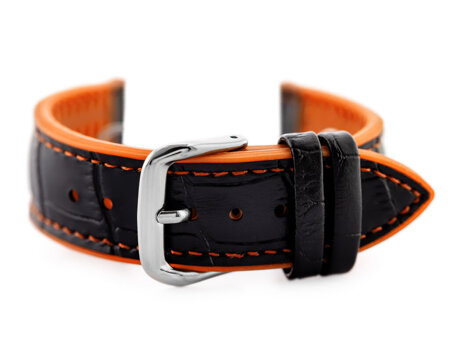 U18 rubber watch strap - black/orange - 22mm