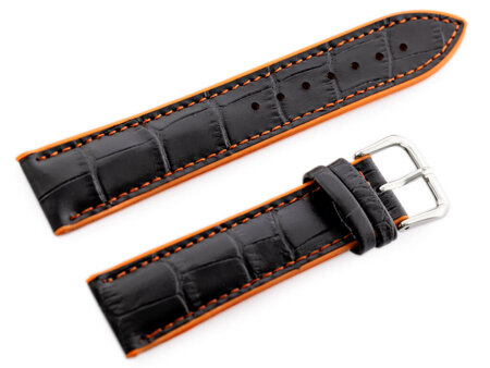 U18 rubber watch strap - black/orange - 22mm