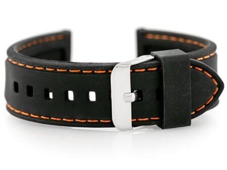 U20 rubber watch strap - black/orange 22mm