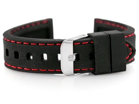 U20 rubber watch strap - black/red 18mm