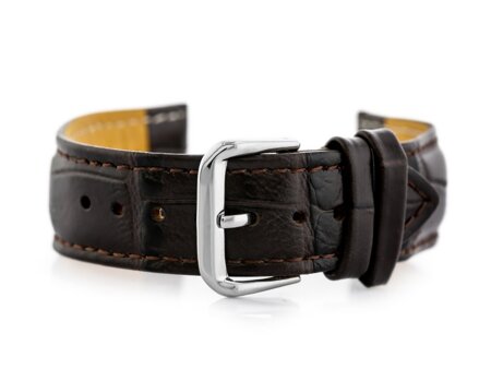 W102L dark brown leather watch strap - 24mm