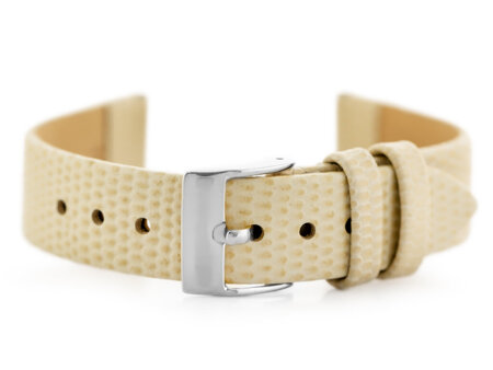 W107 leather watch strap - beige/sr. 12mm