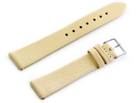 W107 leather watch strap - beige/sr. 12mm