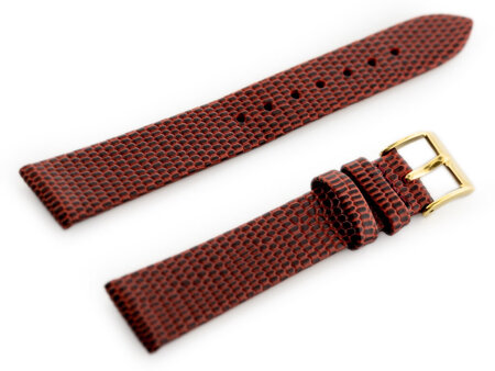 W107 leather watch strap - red/gold. 20mm