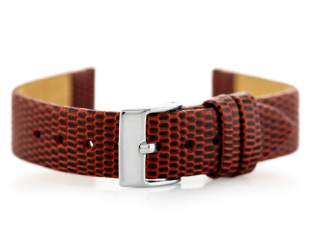 W107 leather watch strap - red/sr. 18mm