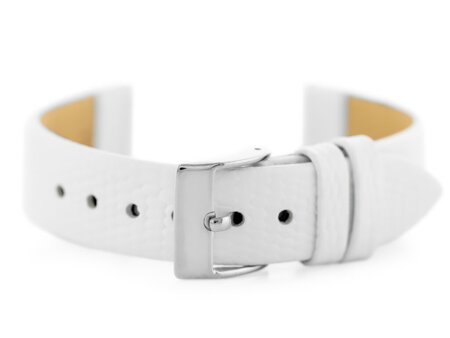 W107 leather watch strap - white/sr. 12mm