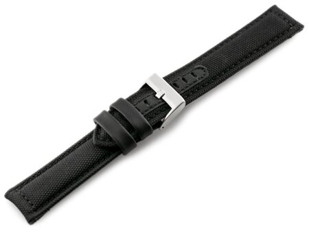 W34 leather watch strap - PREMIUM - black/black - 20mm