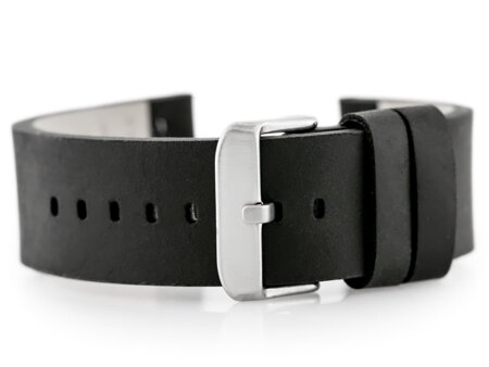 W39 leather watch strap - black/white 24mm