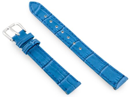 W41 leather watch strap - blue - 14mm