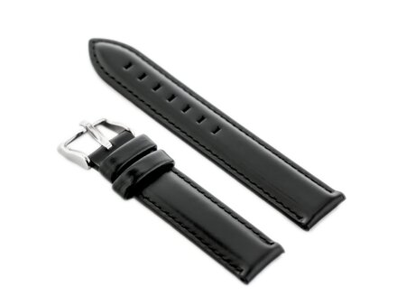 W46 leather watch strap - black - 18mm