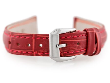 W64 leather watch strap - red - 14mm