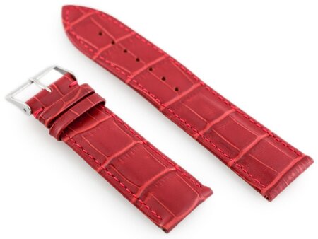 W64 leather watch strap - red - 24mm