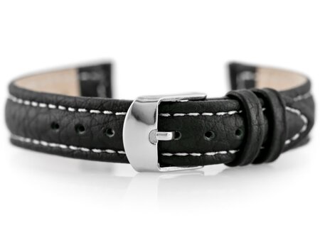 W71 leather watch strap - black/white - 14mm