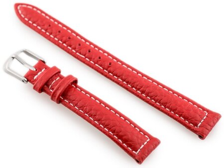 W71 leather watch strap - red - 12mm