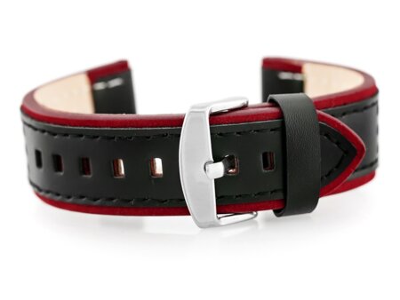 W80 black/maroon 24mm leather watch strap