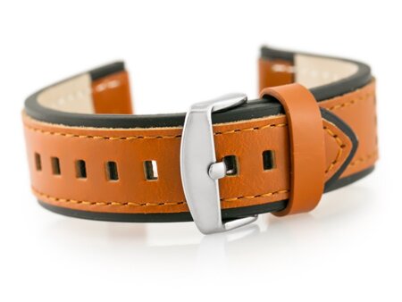 W80 brown/black 22mm leather watch strap